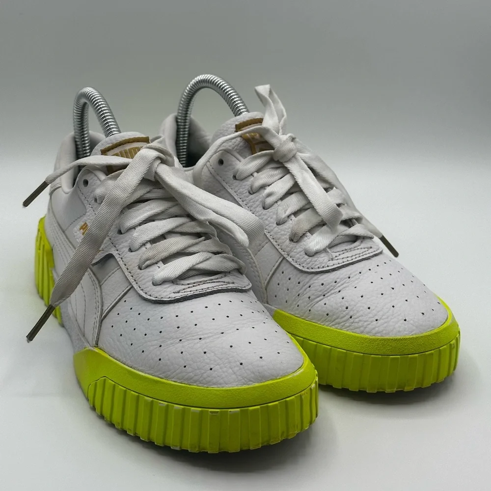 Puma Carina Leather Neon Yellow Sole